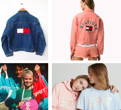 Clean-Pop und Nostalgie. Tommy Hilfiger und Esprit erinnern in ihren aktuellen Kollektion an Kult-Kleidungsstücke aus den 1980er und 90er Jahren – und färben diese für die Neuauflage in Pastelltöne ein. 