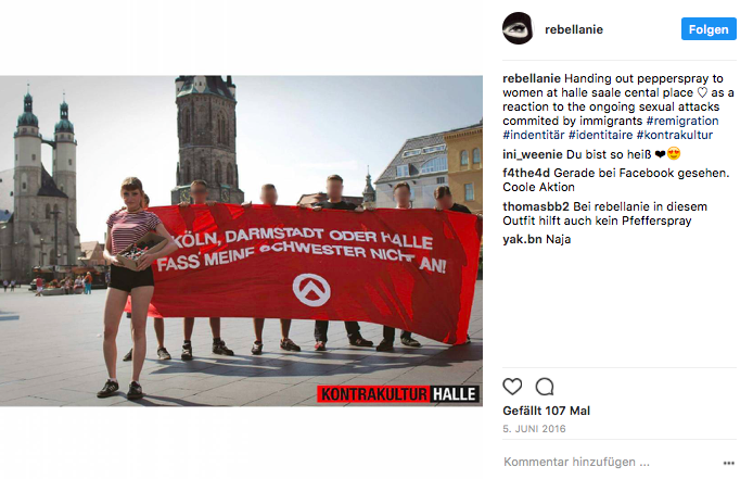 Am 5. Juni 2016 verteilten Aktivisten der Kontrakultur Halle Abwehrspray an Frauen
