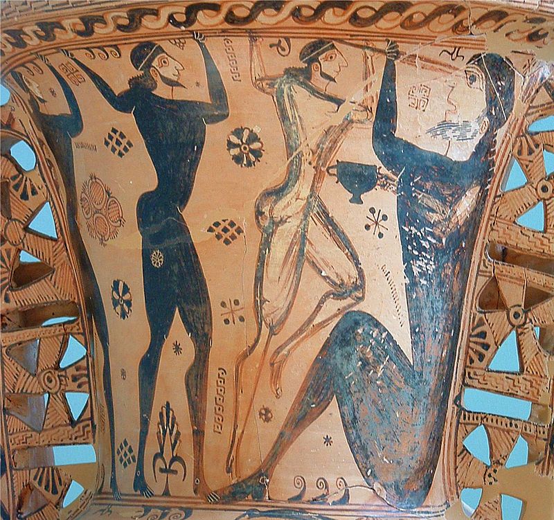 Polyphem wird geblendet. Proto-attische Amphora um 650 v. Chr., Museum von Eleusis.